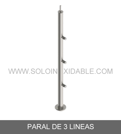 paral de 3 lineas por medida de acero inoxidable
