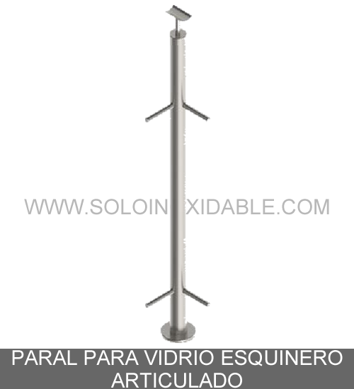paral para vidrio esquinero articulado de acero inoxidable