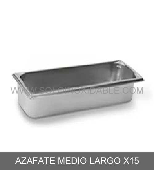azafate medio largo x15 de acero inoxidable