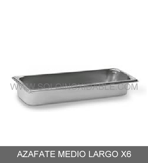 azafate medio largo x6 de acero inoxidable
