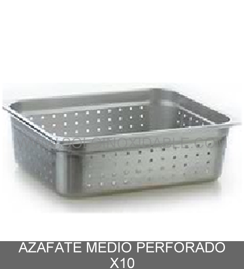 azafate medio perforado x10 de acero inoxidable
