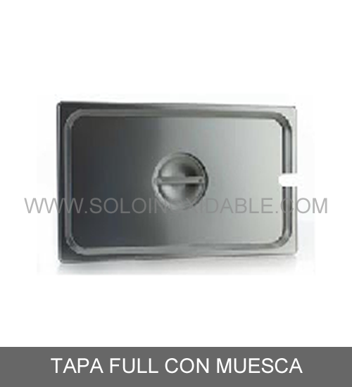 tapa full para azafates con muesca de acero inoxidable
