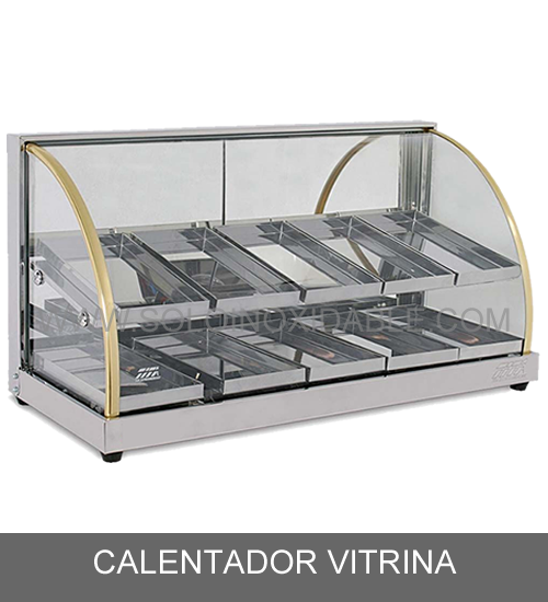 calentador vitrina de acero inoxidable