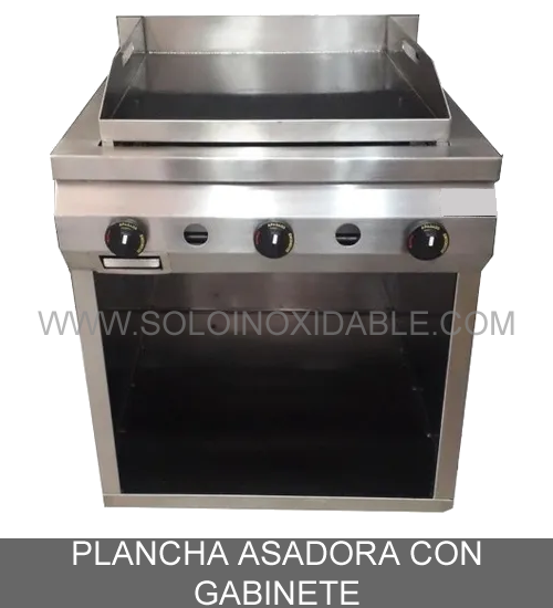 plancha asadora con gabinete de acero inoxidable
