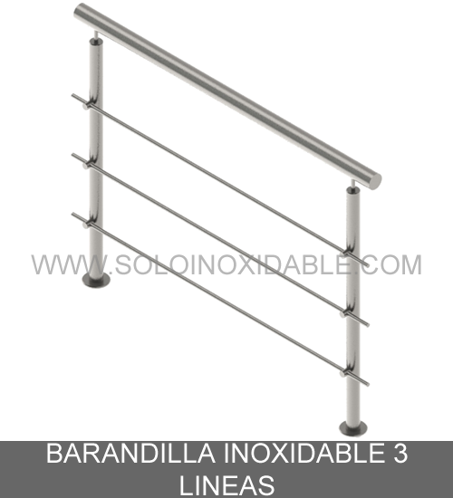 barandilla 3 lineas de acero inoxidable