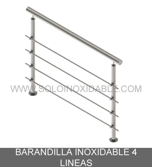 barandilla 4 lineas de acero inoxidable
