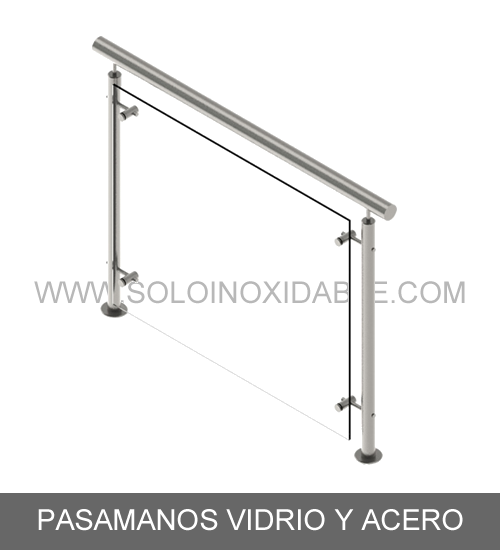 pasamanos vidrio y acero de acero inoxidable