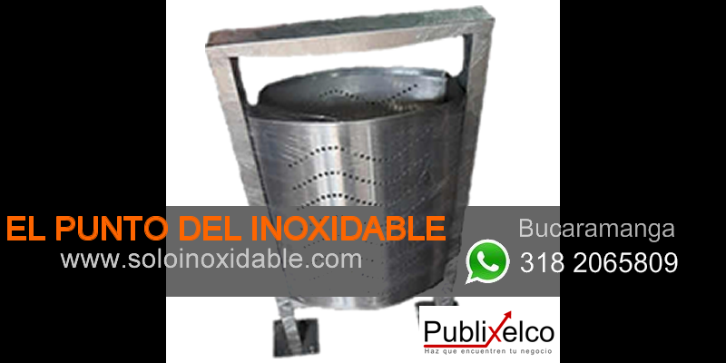 imagen de caneca ovalada para basura de acero inoxidable
