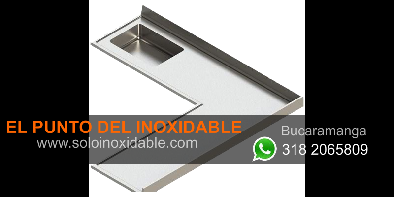 imagen de mesones de cocina de acero inoxidable tipo l